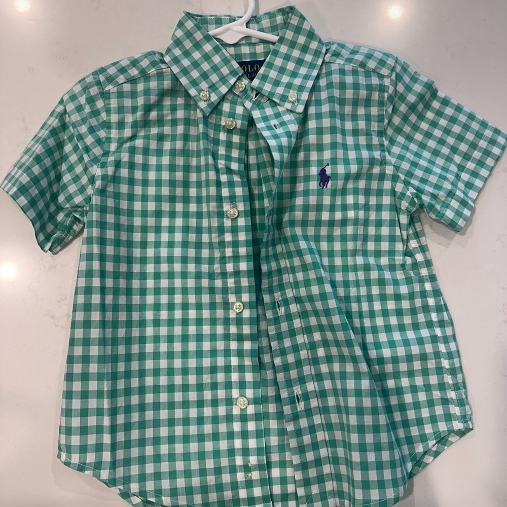 NWT Ralph Lauren Kids Green Plaid Button Down Shirt